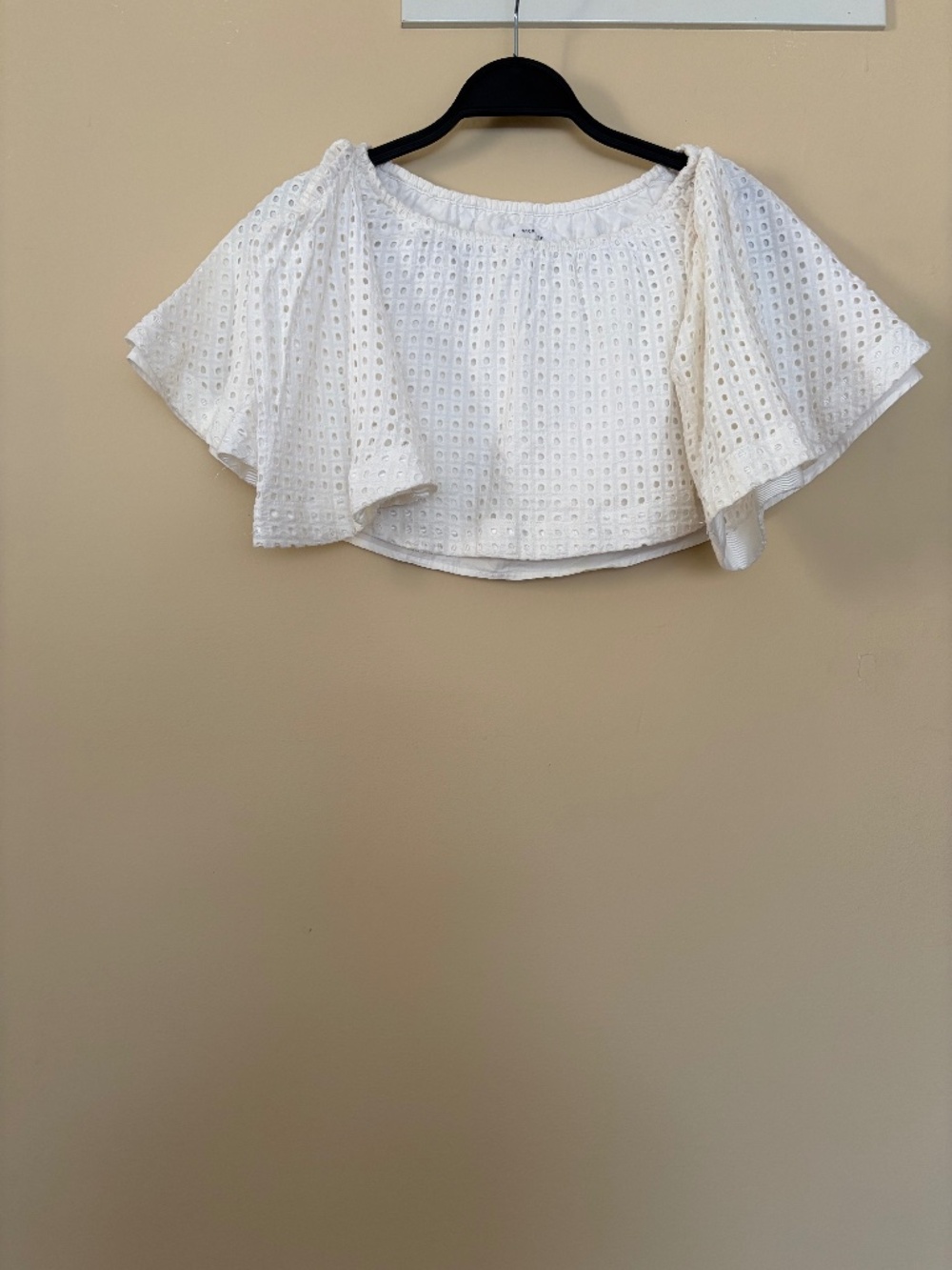 NICHOLAS White Eyelet Cropped Top